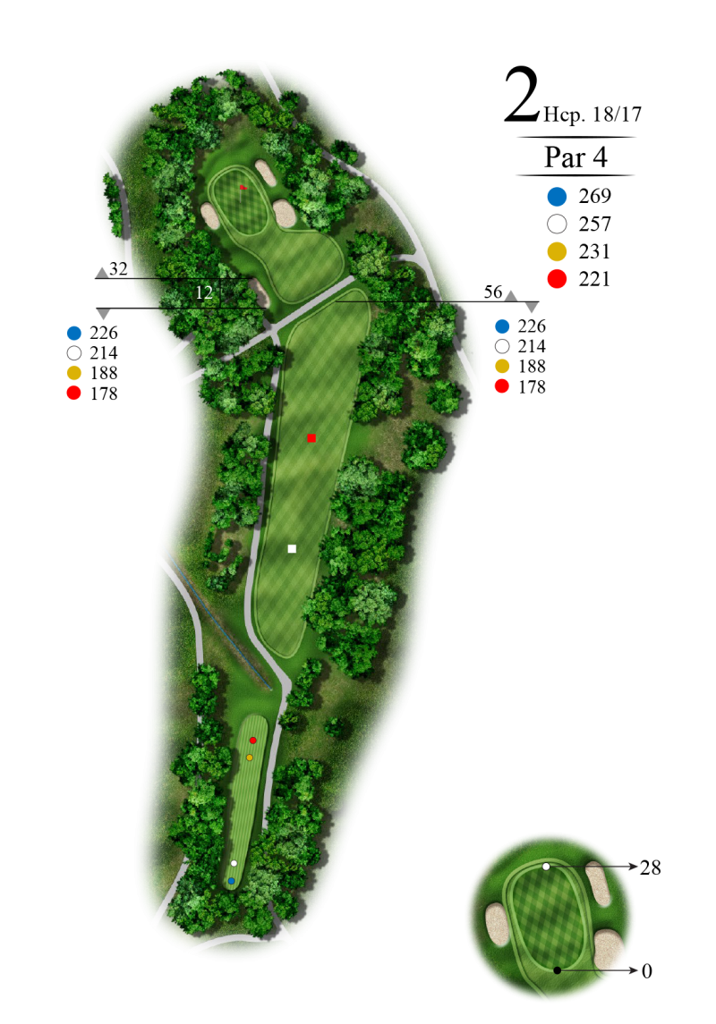 vue aérienne du 2e trou au Golf Rivière Rouge